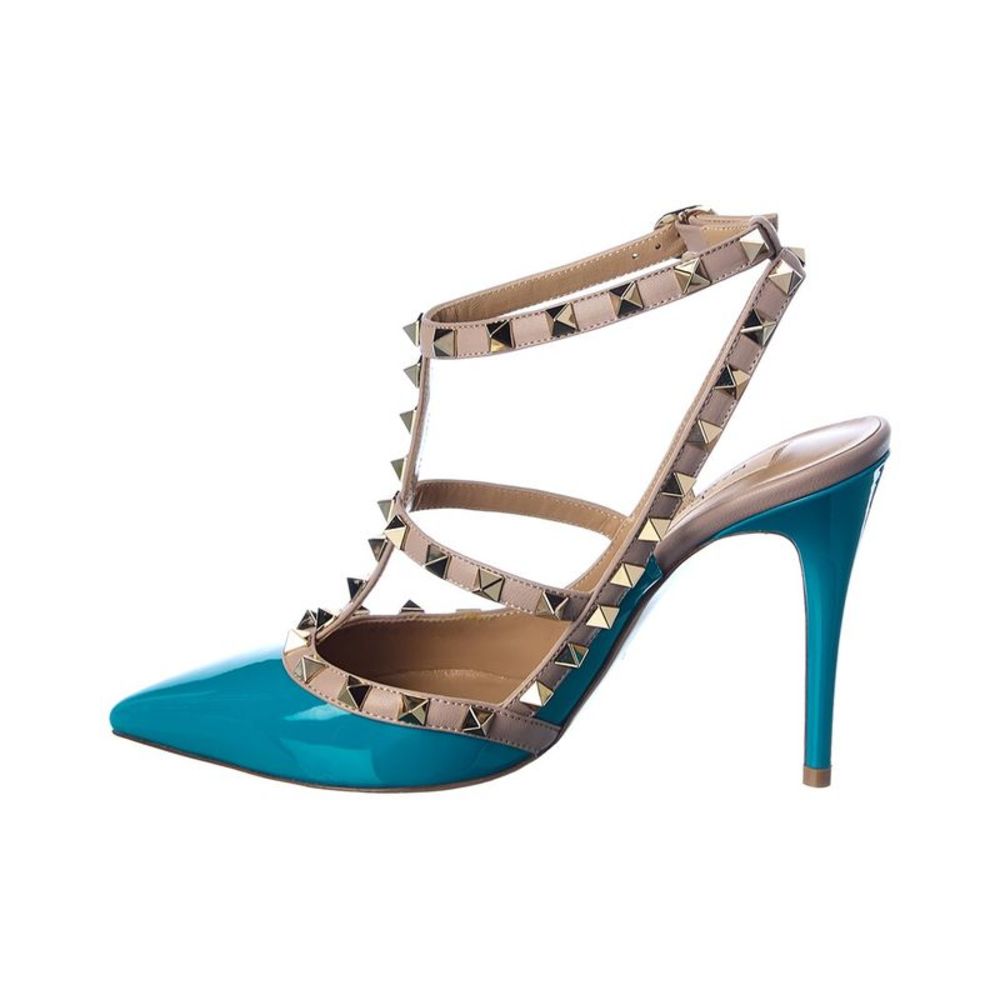 Valentino Rockstud Caged 100 Patent Pump, Green - Picture 2 of 5